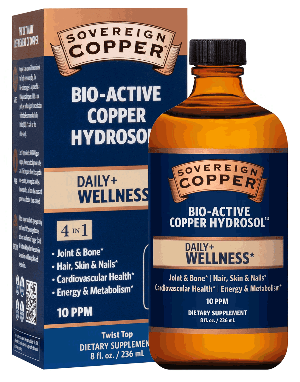 Sovereign Copper  Bio-Active Copper Hydrosol Daily Wellness - Twist Top 8 fl oz 
