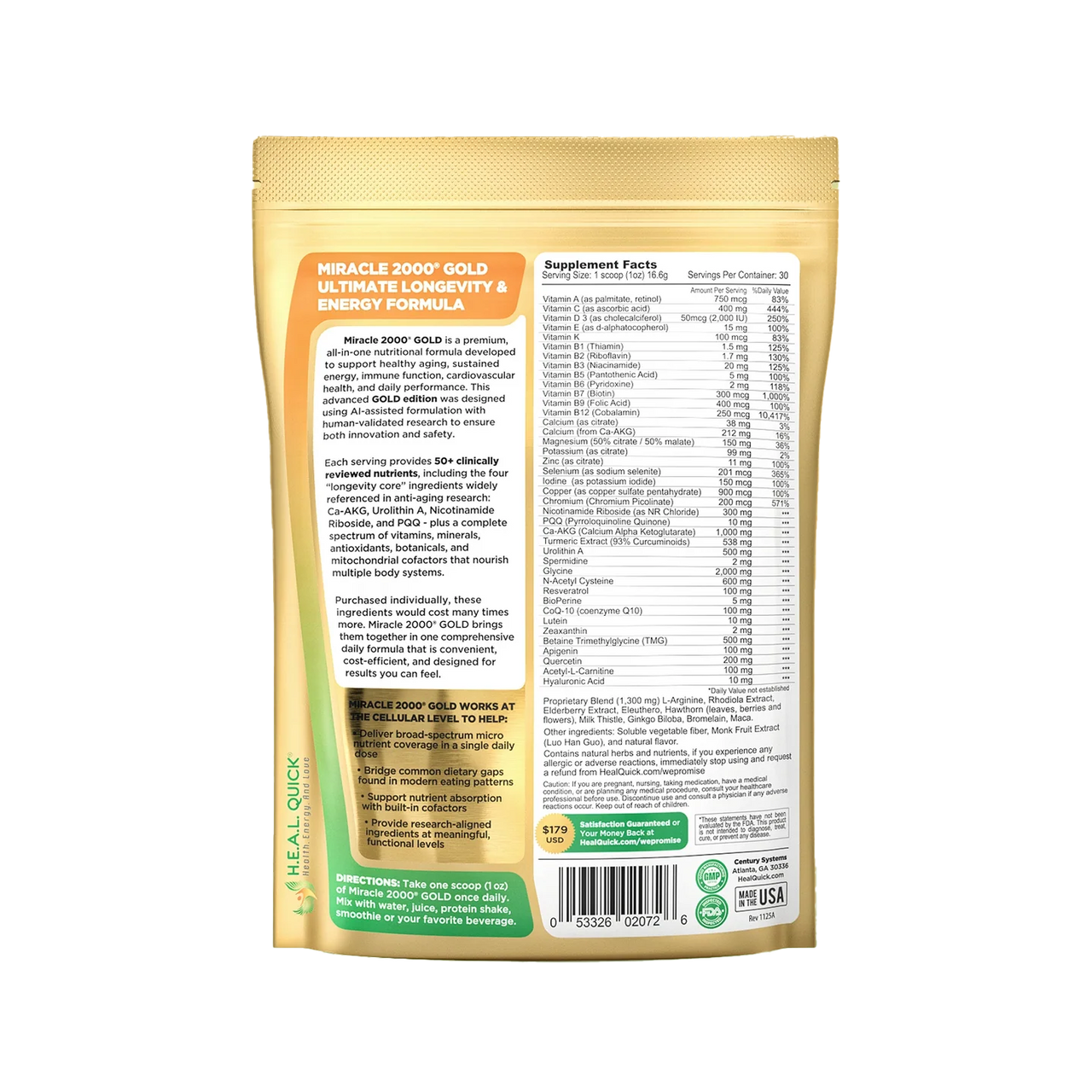 Miracle 2000 GOLD Supplement Facts & Ingredient List - Repair Your Body At The Cellular Level