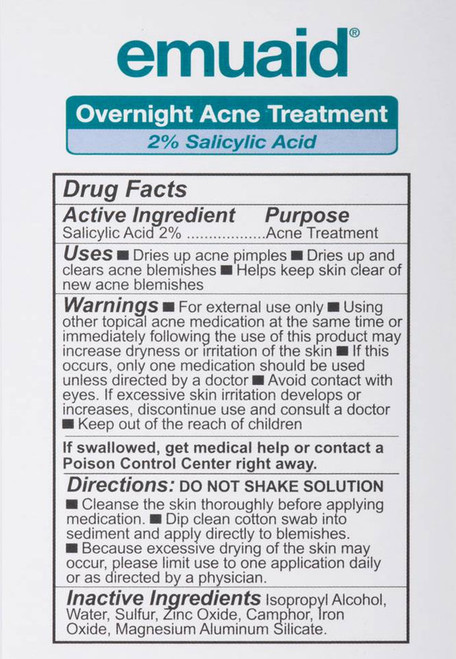 Speer Labs Emuaid Overnight Acne Treatment (1 Fl oz) Drug Facts