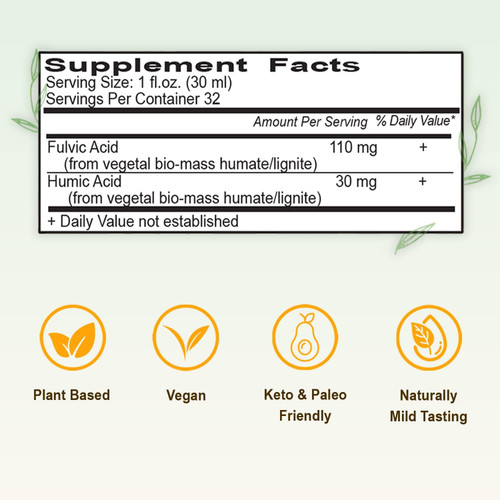 Vital Earth Multimineral Blend Fulvic, Humic Acid Mineral Supplement Facts