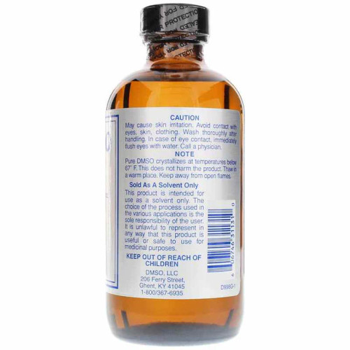Nature's Gift 99.9% PURE Pharmaceutical Grade DMSO 8 oz Glass Bottle Label Information