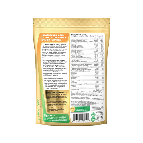 Miracle 2000 GOLD Supplement Facts & Ingredient List - Repair Your Body At The Cellular Level