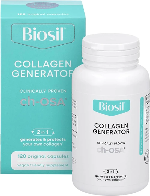 Biosil Advanced Collagen Generator Drops 120 Original Capsules - Biosil Advanced Collagen Generator - Reduce fine lines and wrinkles, thickens and strengthen hair, strengthen nails, promotes strong an flexible bones, promotes health joints.