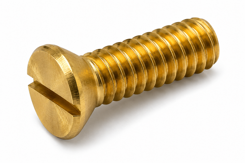 SCREW, 1/4"NC X 1/2" BRASS, MACH HEAD, FLAT