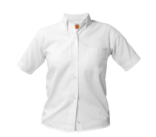 Female Short Sleeve Oxford Shirt White w/MIT Logo
