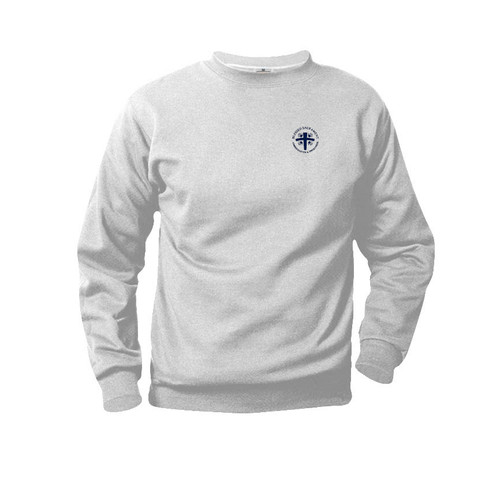 Ash Gray Fleece Crewneck Sweatshirt with Logo - Blessed Sacrament
