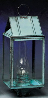 Triangle Post Lantern - Large
Shown with Verde Green Finish; Only Available with Drawn Antique Glass