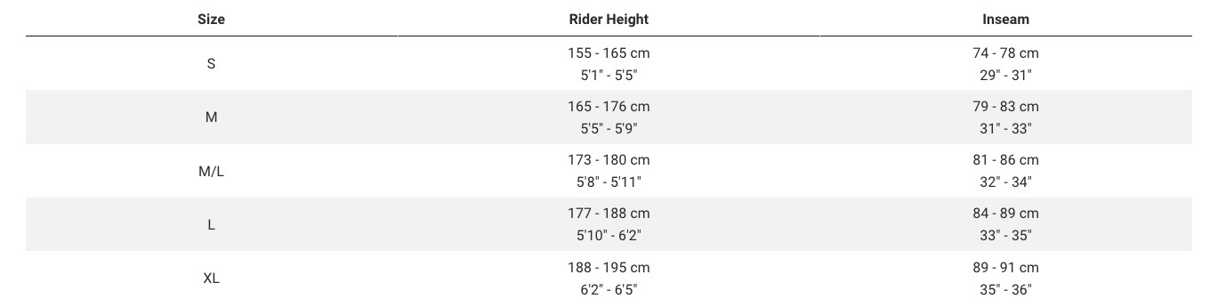 Trek Slash 2024 Sizing Chart