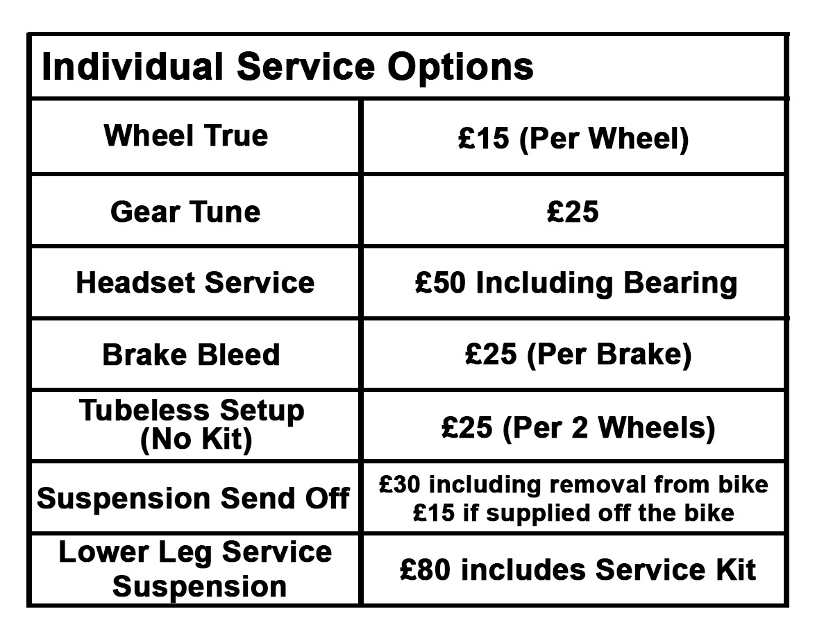 MTB Monster MTB/EMTB Service Options (Stand Alone) MTB Monster MTB/EMTB Service Options (Stand Alone)