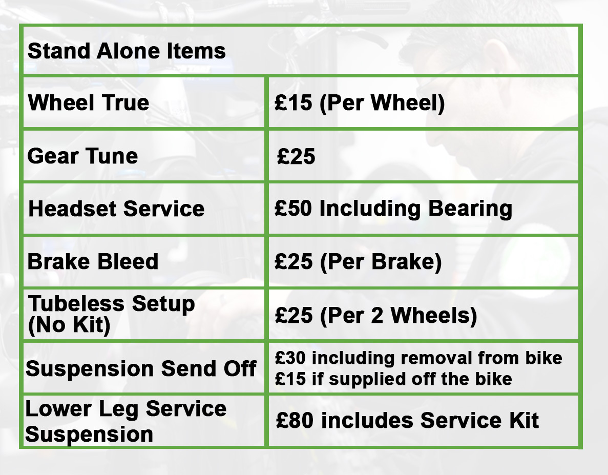 MTB Monster MTB/EMTB Service Options (Stand Alone)