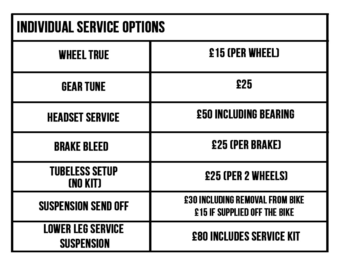 MTB Monster MTB/EMTB Service Options (Stand Alone)
