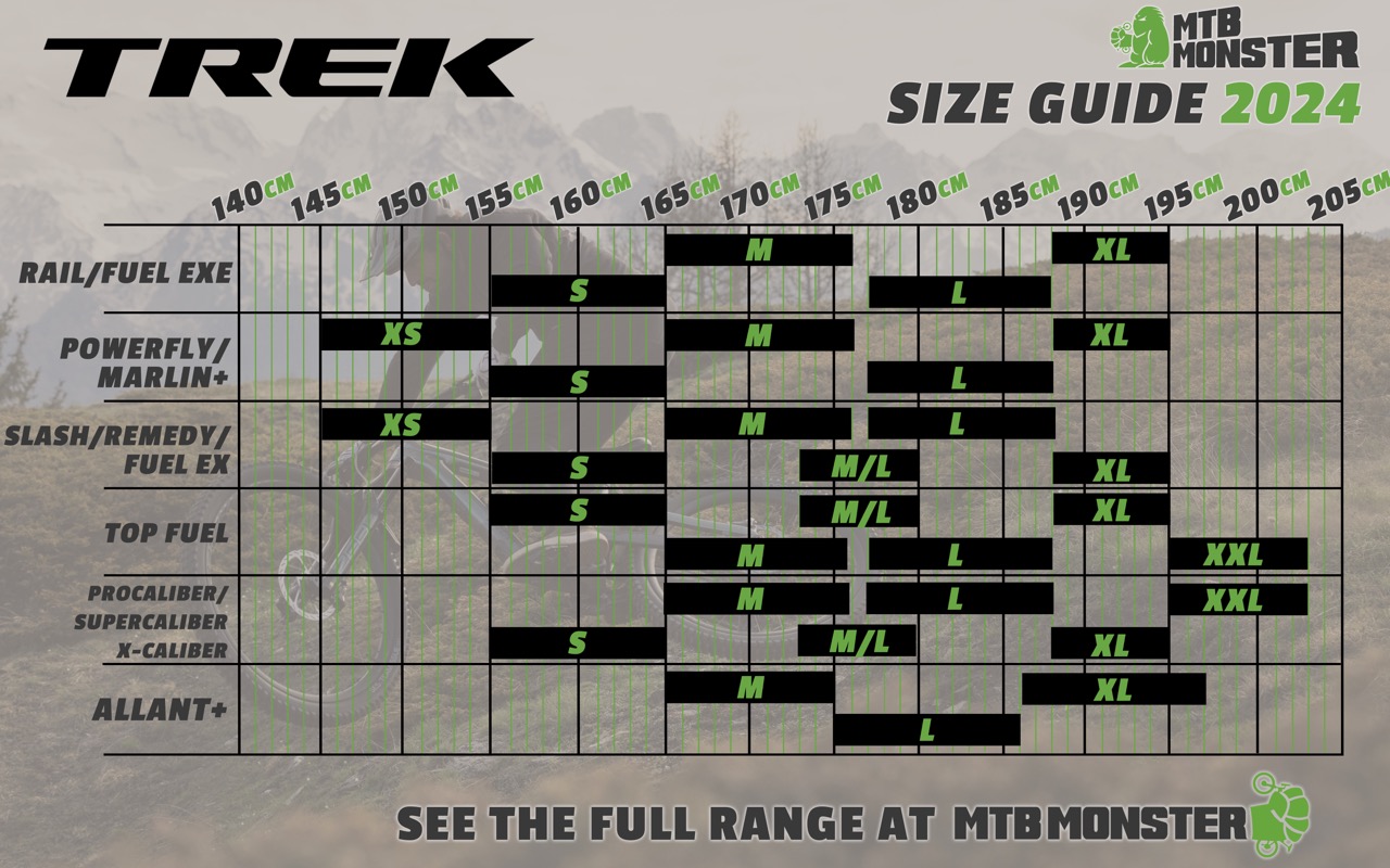 Trek x caliber size shop chart