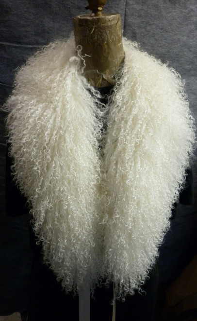 Natural white Mongolian  fur collar real