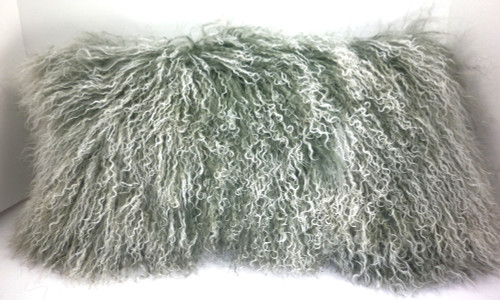 Real Mongolian Tibetan Lamb Fur Gray  Snow top Pillow  made in USA Tibet cushion