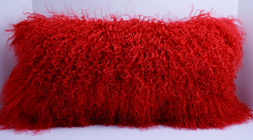 Red Mongolian lamb pillow