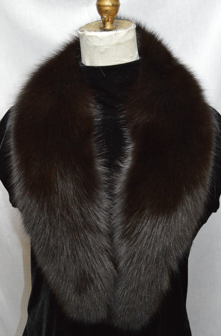 Dark brown fox fur collar genuine