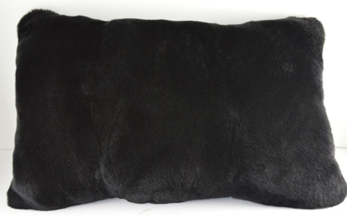 Real black rex rabbit fur pillow