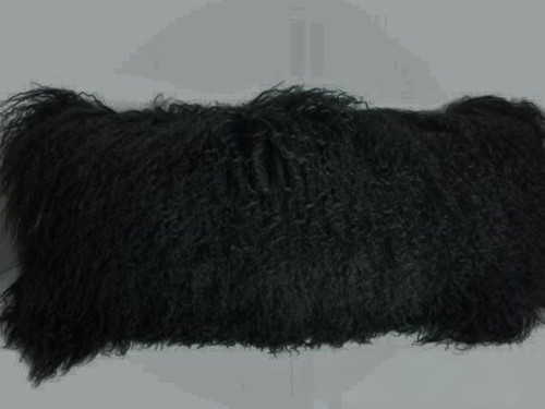 genuine Mongolian fur pillow black