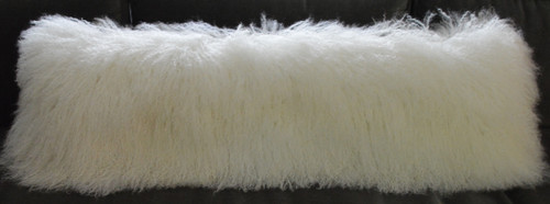 body pillow White Mongolian Tibetan Lamb Fur Pillow 12x40 USA made  Real cushion Tibet