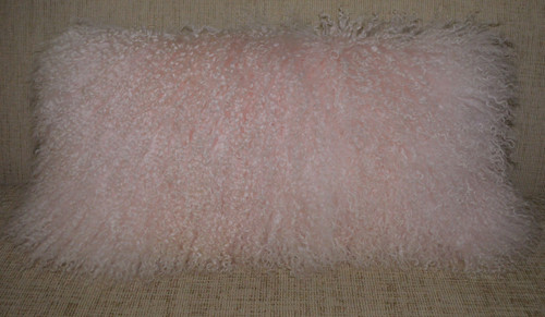 Pink Mongolian fur pillow