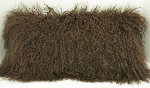 Brown Mongolian lamb fur pillow