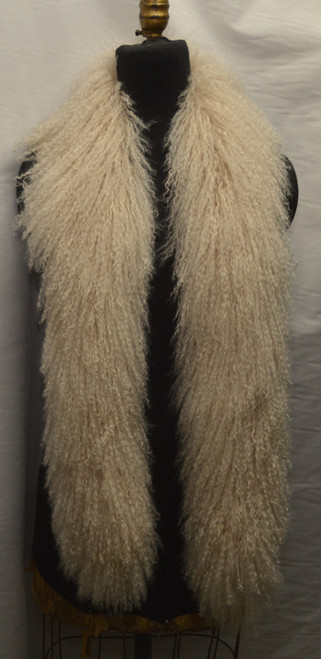 Cream Mongolian lamb fur scarf