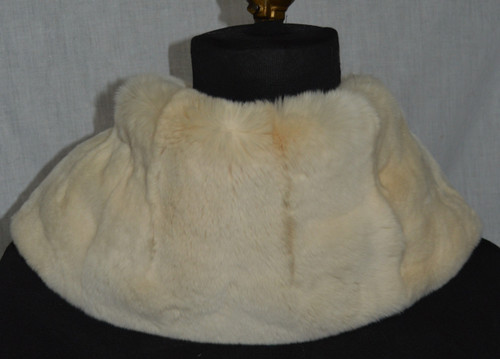 Beige Rex rabbit cowl loop infinity scarf collar