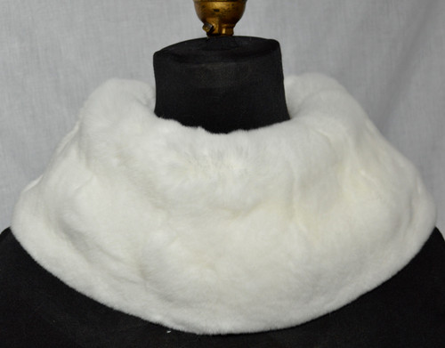 Beige Rex rabbit cowl loop infinity scarf collar