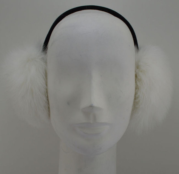 Real White Fox Fur Earmuffs New 