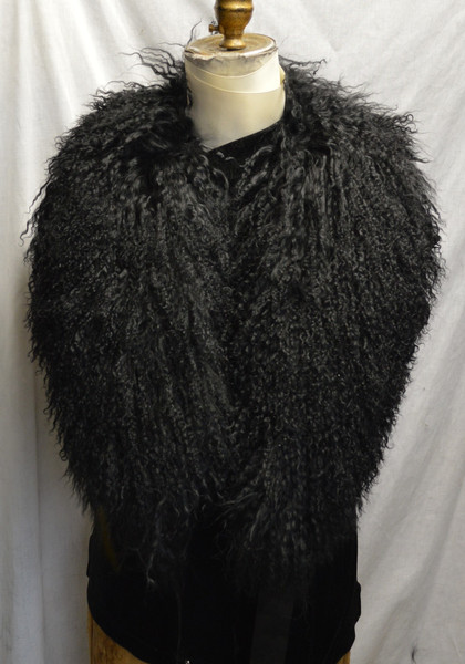 Real black Mongolian lamb fur collar