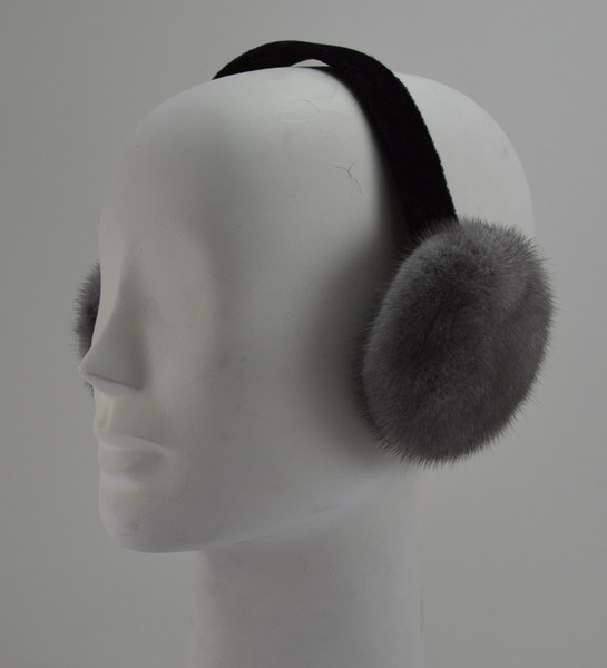 Real Gray Mink Fur Earmuffs