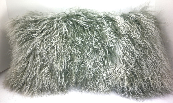 Real Mongolian Tibetan Lamb Fur Gray  Snow top Pillow  made in USA Tibet cushion