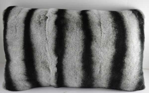 Real Genuine Rex Rabbit Fur Pillow Dyed Chinchilla cushion  New made in USA