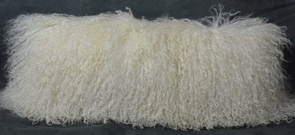 Natural white Mongoian lam fur pillow