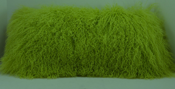 Mongolian Tibetan Lamb Fur Lime Tibet  Pillow Insert Included New cushion