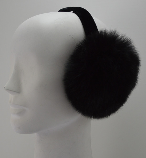 Real black fox earmuffs