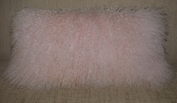 Pink Mongolian fur pillow