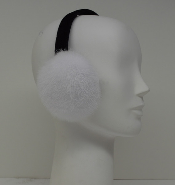 real bright white mink earmuffs