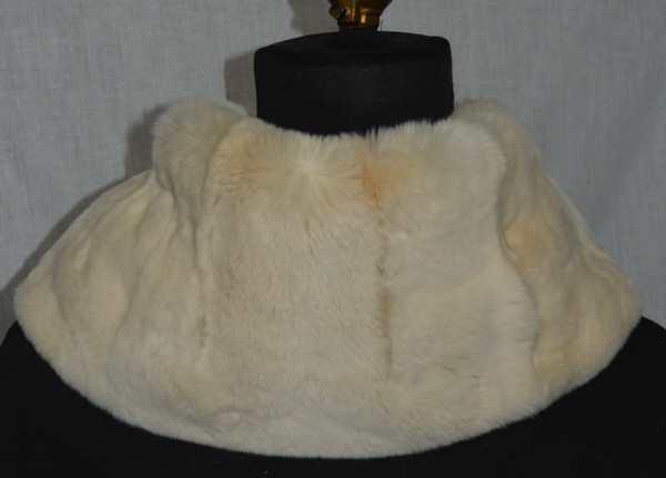 Beige Rex rabbit cowl loop infinity scarf collar