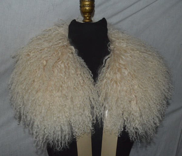 Real Cream Mongolian lamb fur collar