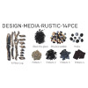 Deluxe decorative media kit including rustic style logs, stones, pebbles