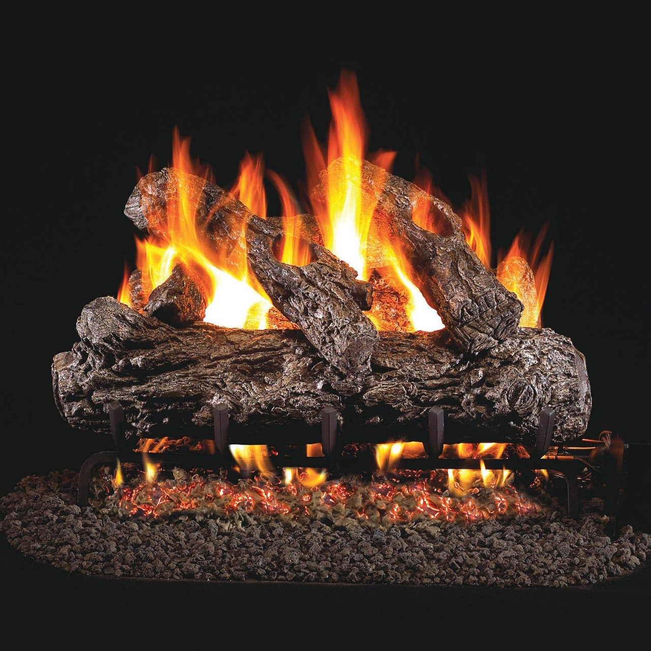 Real Fyre 18 Rustic Oak Log Set With Vented G45 Burner - Match Light