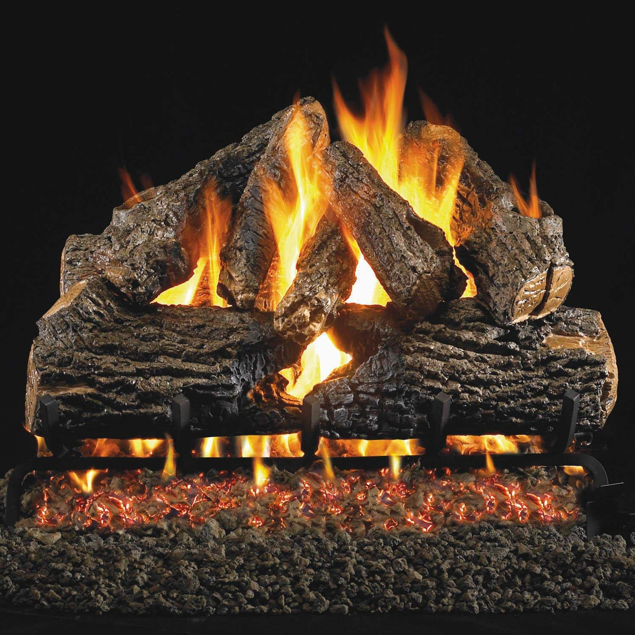 Real Fyre 24 Charred Oak Log Set With Vented G4 Burner - Match Light
