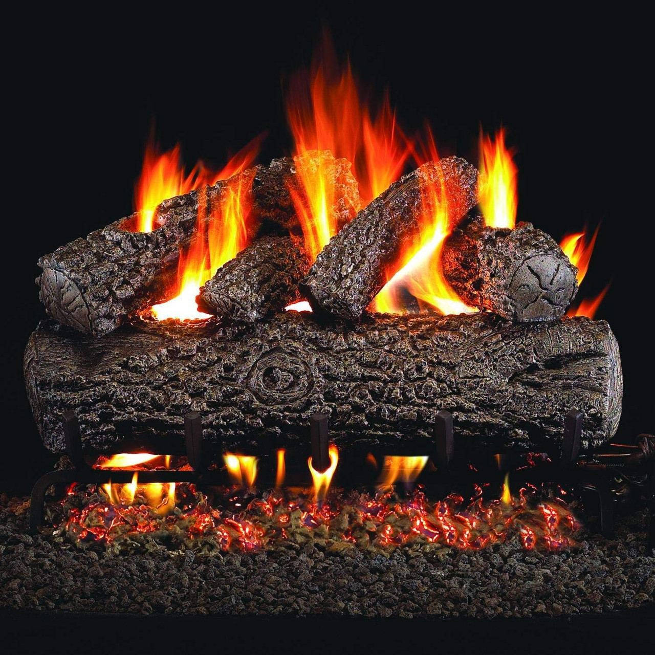18 4-bar Steel Fireplace Log Grate, Single Gas Burner