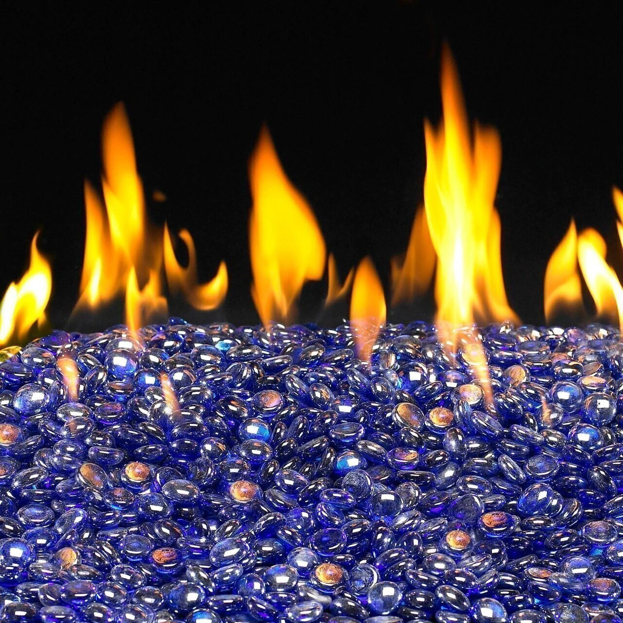 10 lbs. Deep Sea Blue Fire Glass Beads for Indoor and Outdoor Fire Pits or Fireplaces