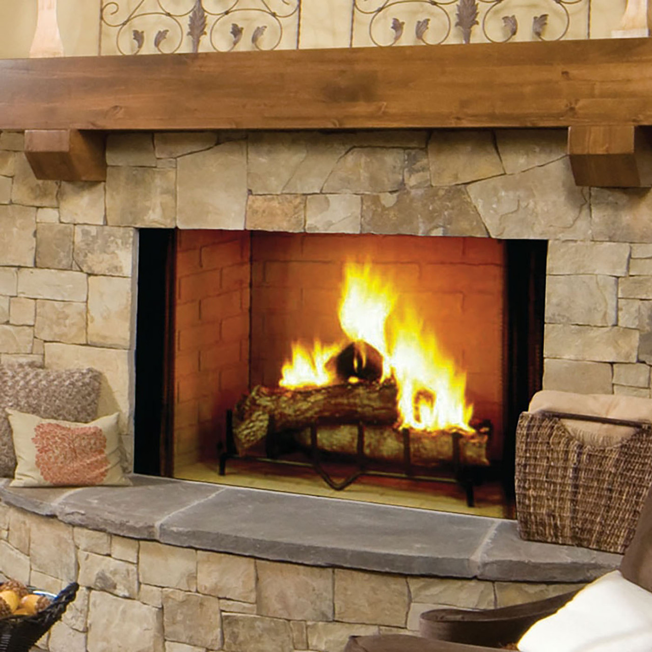 Biltmore 50 Radiant Wood Burning Fireplace w/Herringbone Brick Pattern