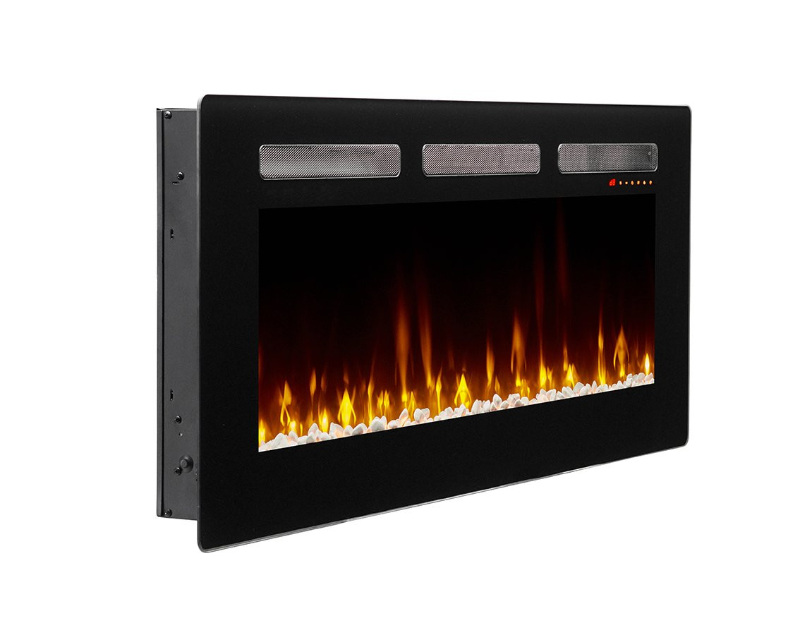 Dimplex Sierra Electric Fireplace Heater, 48" Inch, Black, 1400W - Wall Mounted Linear Fireplace with Realistic Flames, Adjustable Ember Bed, Remote Control - Thin Fireplace for Living Room, Bedroom