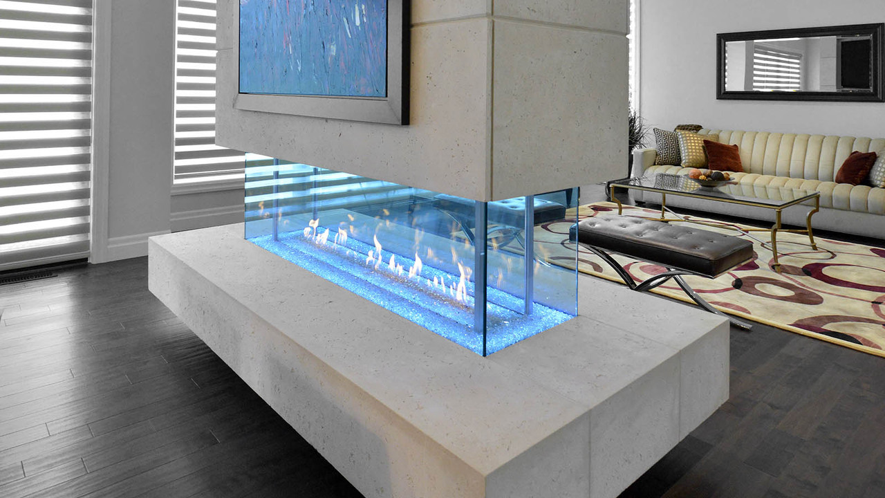 DaVinci Island Linear Gas Fireplace - AMS Fireplace