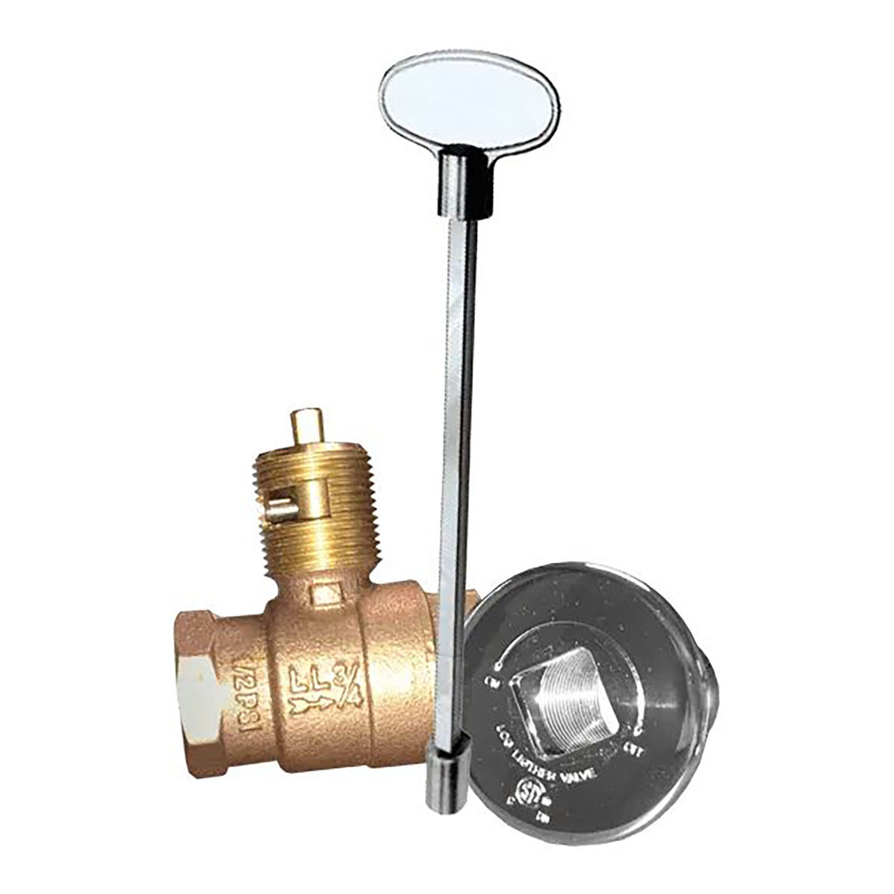 Straight Key Valve with Chrome Cover and 12" Key | Firegear