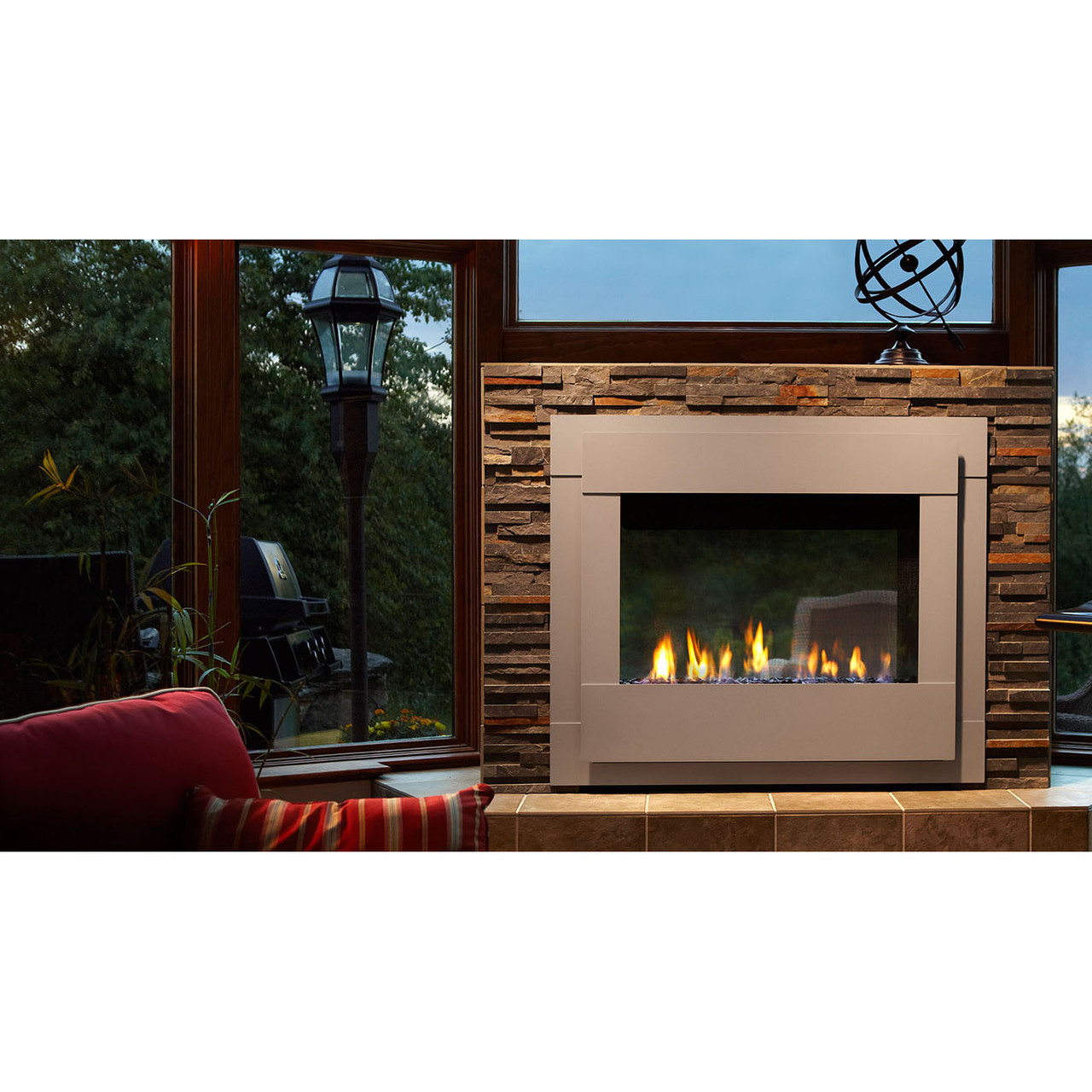 Twilight Modern 36" Indoor/Outdoor SeeThrough Gas Fireplace Majestic